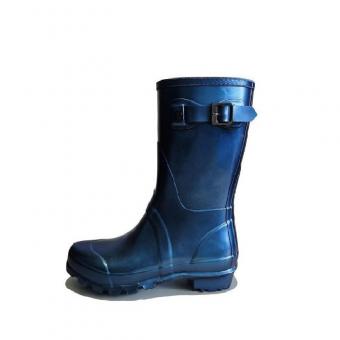 Blue Fashion women metallic rubber rain boot